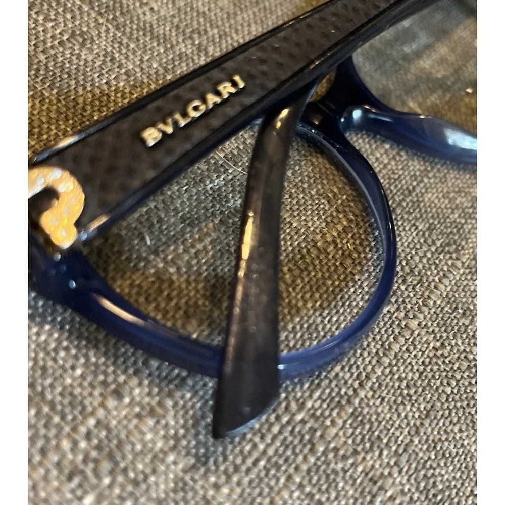 Bvlgari‎ Eyeglasses 4106-B-Q 5145 Blue Opal Rhinestones Cat Eye Italy 54[]17 140